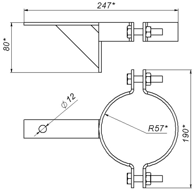 Кронштейн для прожекторов на круглую опору освещения.jpg